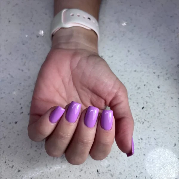 Purple square nails with a soft matte finish.